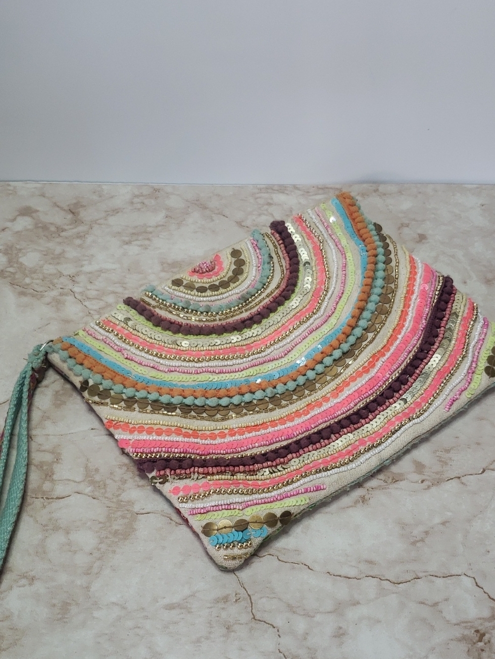 America & Beyond Embroidered Multicolor Women’s Wristlet Clutch